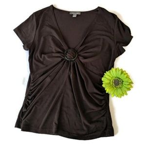 Apt.9 Dark Brown Ruched front Career Top sz.S #426